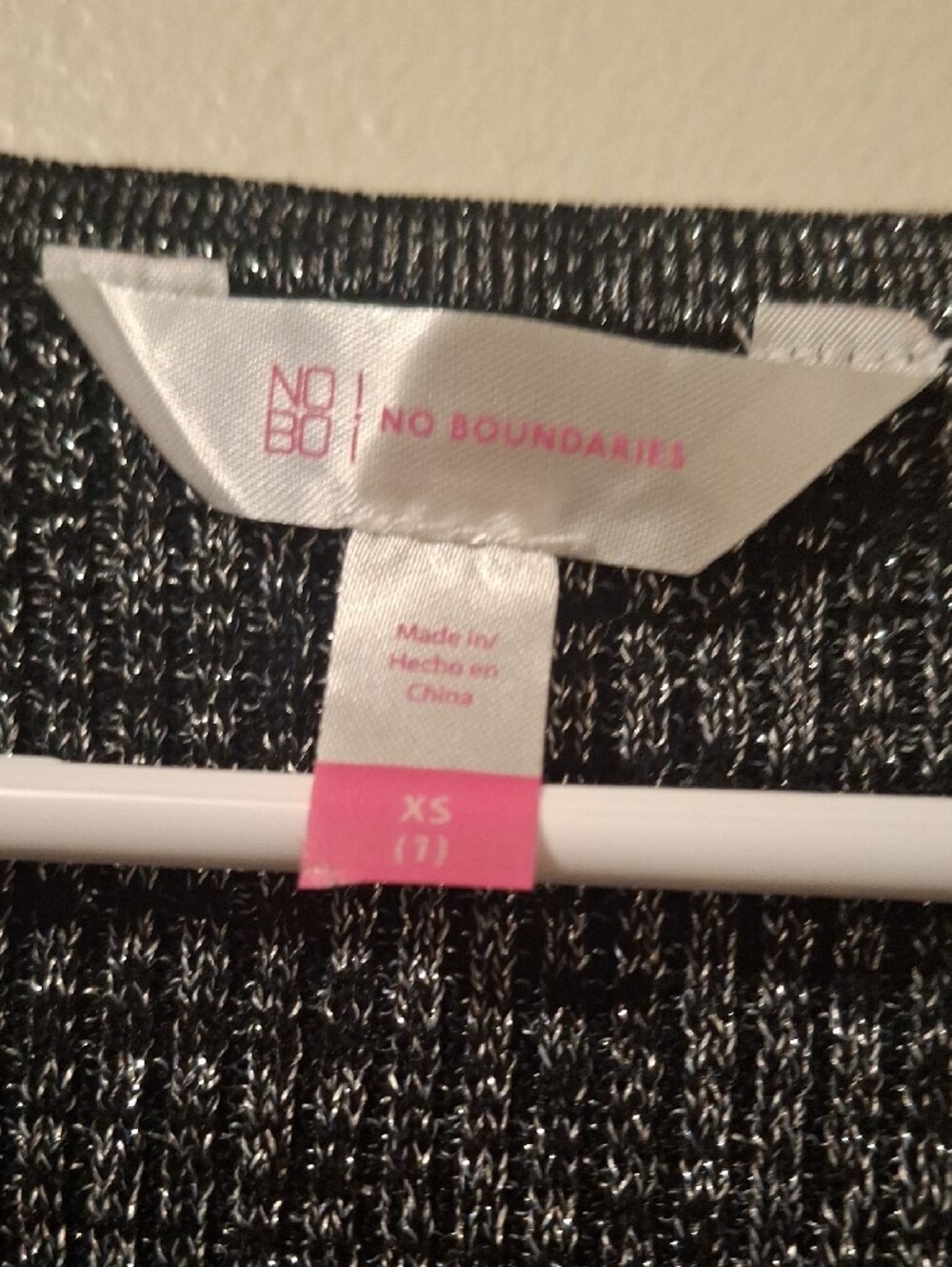 No Boundaries Sparkle Ribbed Long-Sleeve Top - Black with Green Shimmer - Picture 2 of 5